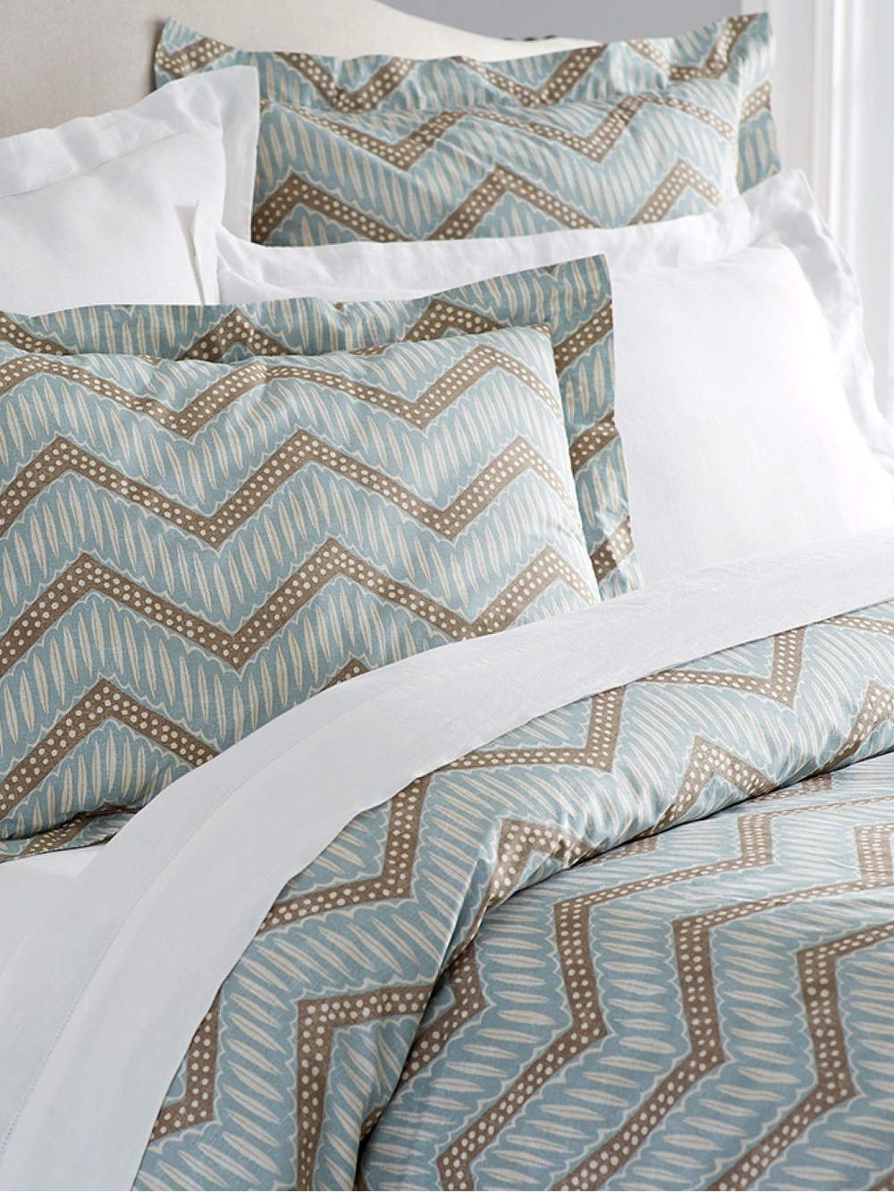 Pottery Barn 100% Cotton Sidney Chevron Duvet Cover Sham Set Full Queen Standard